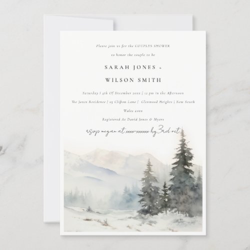 Chic Winter Snow Mountain Landscape Couples Shower Invitation
