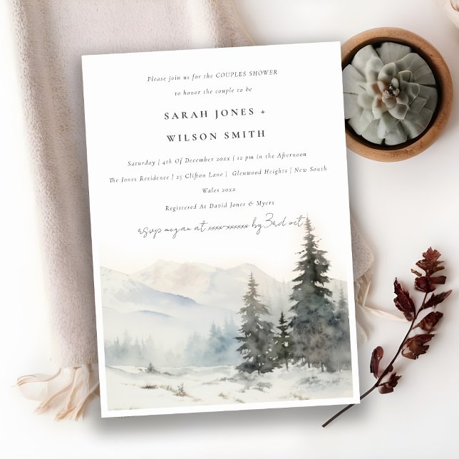 Chic Winter Snow Mountain Landscape Couples Shower Invitation (Creator Uploaded)