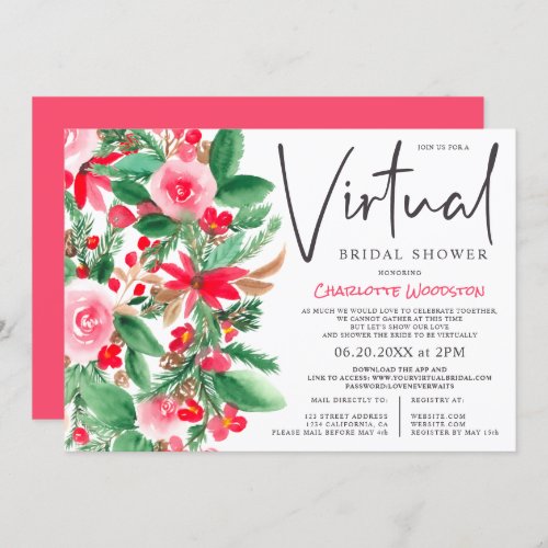 Chic winter watercolor virtual bridal shower invitation