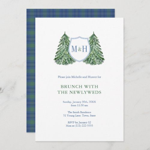 Chic Winter Wedding NewlyWeds Brunch Monogram Invitation