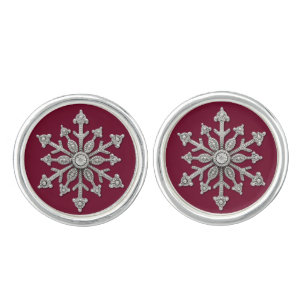 Chic Winter Wedding Snowflake Cuff Links