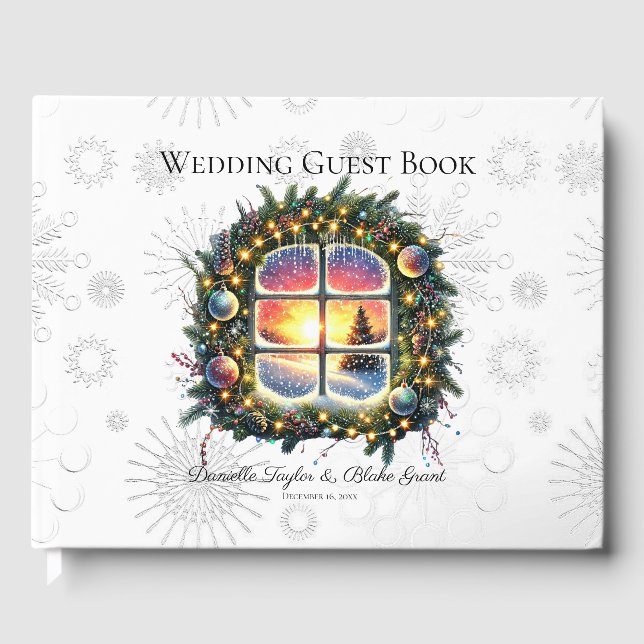 Chic Winter Wonderland Xmas Wedding Guest Book (Front)