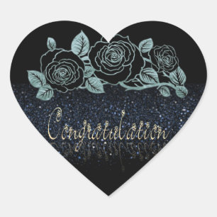 chic with blue flower of Congratulations Heart Sticker