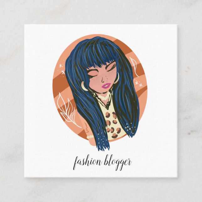 Chic Woman Beauty Fashionista Blogger Planner Busi Square Business Card (Front)