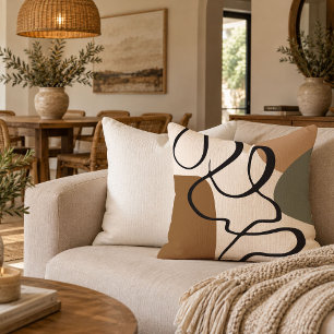 Chic Woman Face Line Drawing Accent Pillow Cover