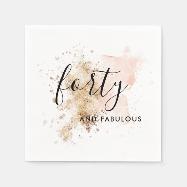 Chic Woman Forty 40th Birthday Party Napkins (Front)