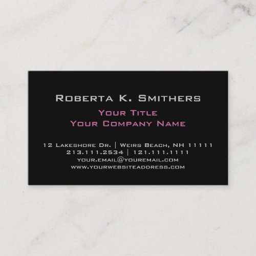 Chic Woman's Pink and Black Elegant Professional Business Cards