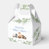 Chic Woodland Animal Baby Boy Shower Favor Box