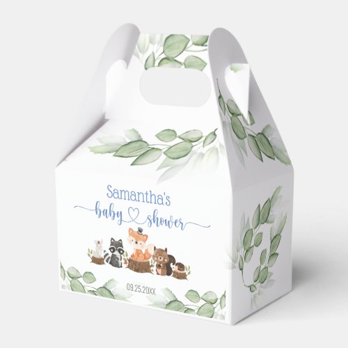 Chic Woodland Animal Baby Boy Shower Favor Box