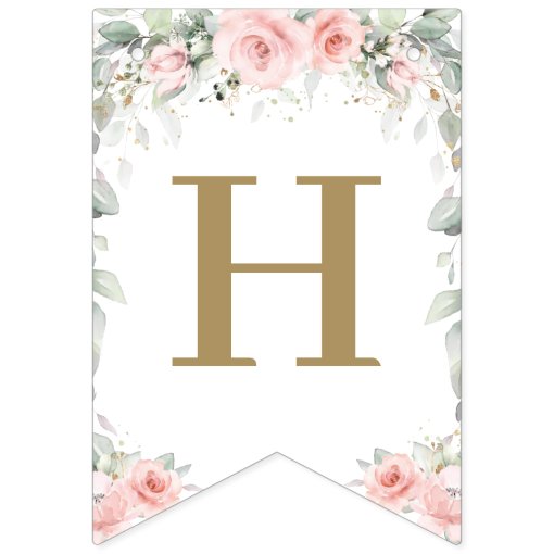 Chic Woodland Animals Blush Pink Floral Birthday Bunting Flags | Zazzle