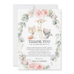 Chic Woodland Animals Floral Greenery Baby Shower Thank You Card Chic Woodland Animals Floral Greenery Baby Shower Thank You Card