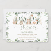 Chic Woodland Animals Greenery Baby Shower Neutral Invitation (Front)