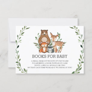 Chic Woodland Animals Greenery Books for Baby Card