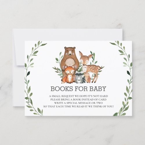 Chic Woodland Animals Greenery Books for Baby Card