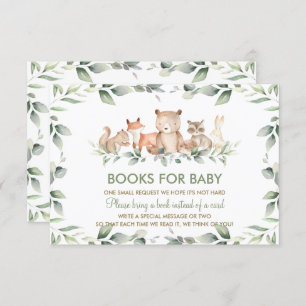Chic Woodland Animals Greenery Books for Baby Card