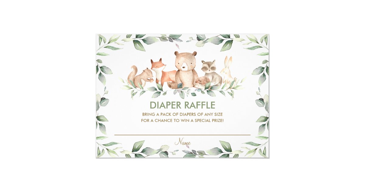 Woodland Animals Diaper Raffle Tickets - Set Of 20 For Baby Shower Games