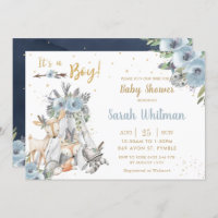 Chic Woodland Animals Tribal Boho Boy Baby Shower Invitation