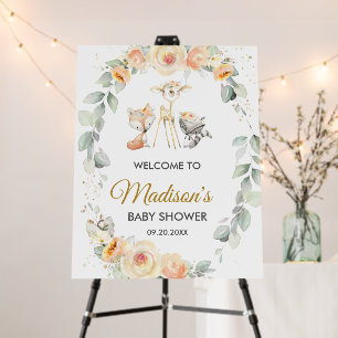 Chic Woodland Animals Yellow Floral Welcome Foam Board
