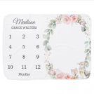 Chic Woodland Blush Pink Floral Monthly Milestone Baby Blanket Chic Woodland Blush Pink Floral Monthly Milestone Baby Blanket