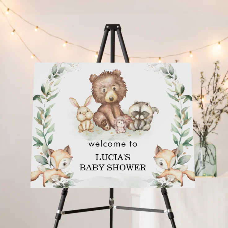 Chic Woodland Forest Animals Baby Shower Welcome Foam Board | Zazzle Chic Woodland Forest Animals Baby Shower Welcome Foam Board | Zazzle