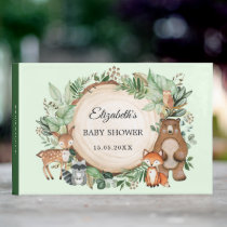 Chic Woodland Forest Animals Greenery Baby Shower Guest Book