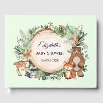 Chic Woodland Forest Animals Greenery Baby Shower Guest Book