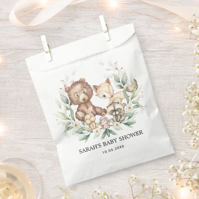 Chic Woodland Forest Animals Neutral Baby Birthday Favor Bag (Clipped)