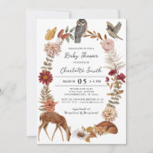 Chic Woodland Forest Animals Neutral Baby Shower  Invitation (Front)
