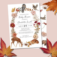 Chic Woodland Forest Animals Neutral Baby Shower  Invitation