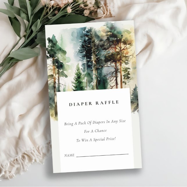Chic Woodland Forest Diaper Raffle Baby Shower Enclosure Card (Creator Uploaded)