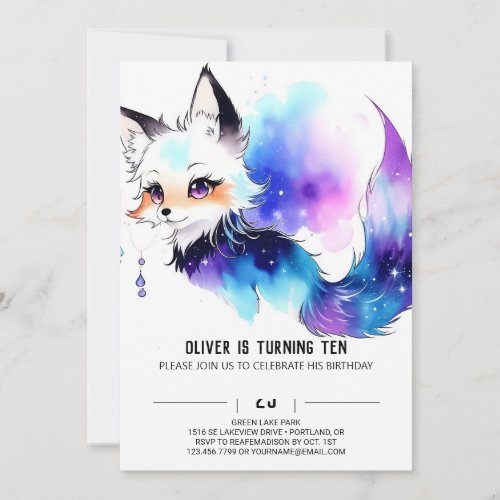 Chic Woodland Fox Birthday Party Invitation