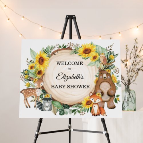 Chic Woodland Sunflower Forest Baby Shower Welcome Foam Board