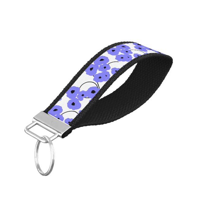 CHIC WRISTLET KEY CHAIN_MOD PERIWINKLE POPPIES WRIST KEYCHAIN (Angled Down)
