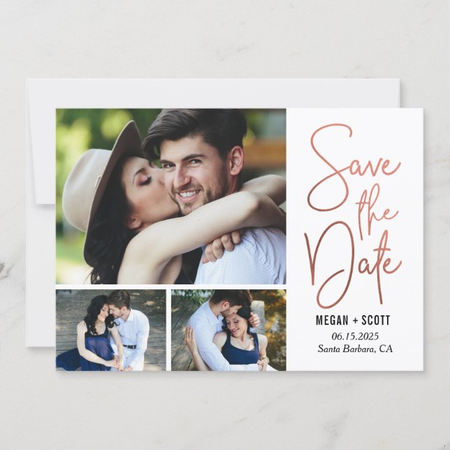 Chic Writing EDITABLE COLOR Save The Date Card (Front)