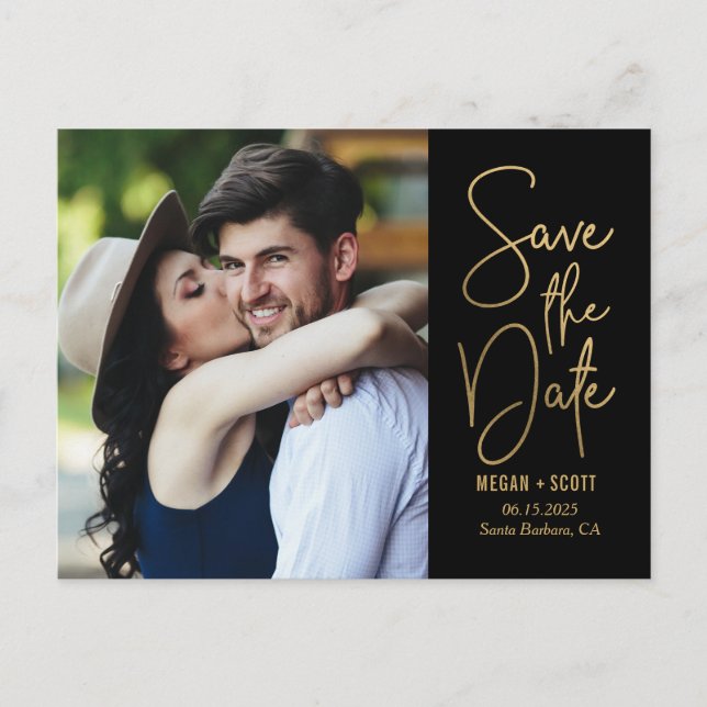 Chic Writing EDITABLE COLOR Save The Date Postcard (Front)