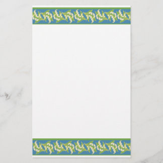 Chic Writing Paper: Lilies of the Valley, Blue Stationery