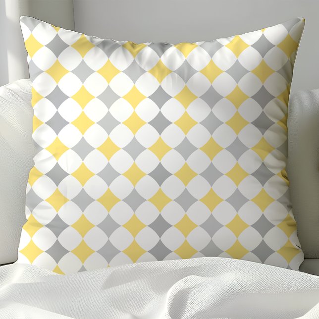 Chic Yellow and Gray Diamonds Pattern Throw Pillow (Creator Uploaded)