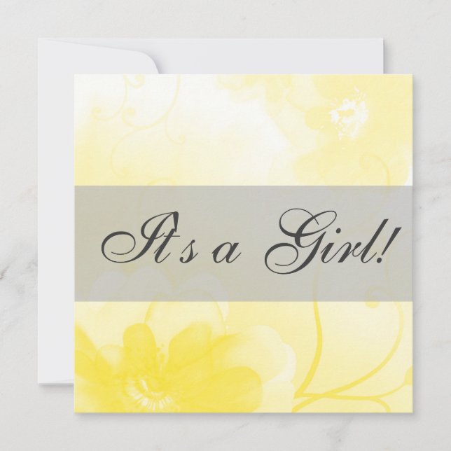 Chic Yellow and Gray Flower Baby Shower Invitation (Front)