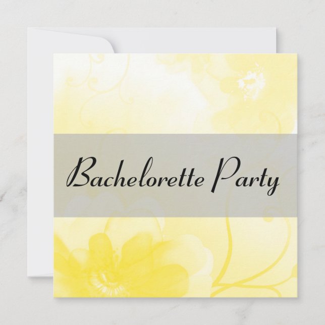 Chic Yellow and Gray Flower Bachelorette Party Invitation (Front)