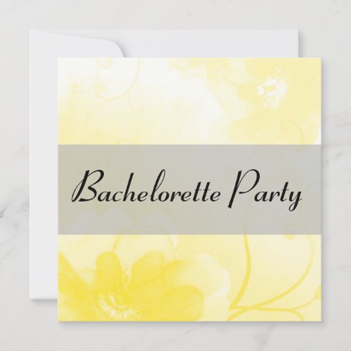 Chic Yellow and Gray Flower Bachelorette Party Custom Invitations