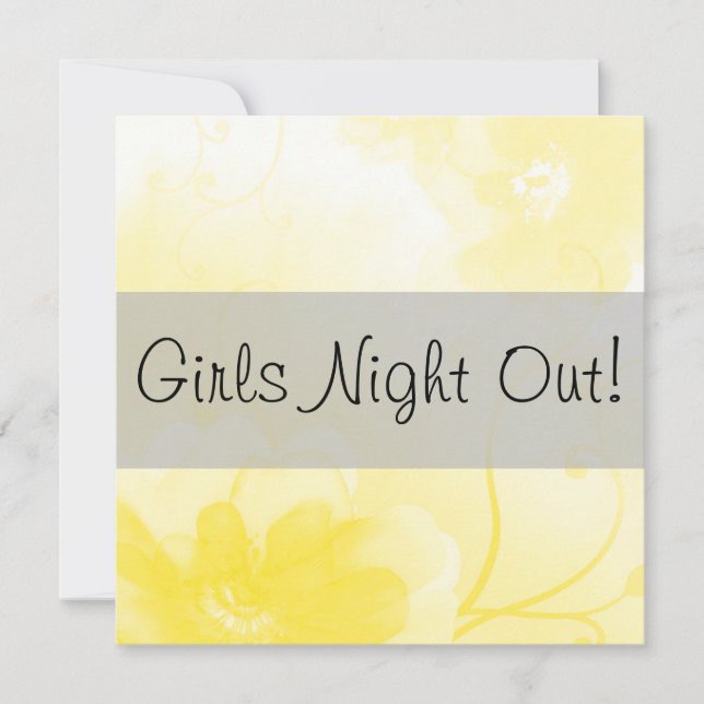 Chic Yellow and Gray Flower Girls Night Out Invitation (Front)