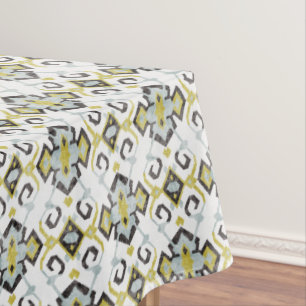 Chic yellow and gray ikat tribal pattern tablecloth