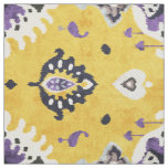Chic yellow and purple ikat tribal pattern fabric
