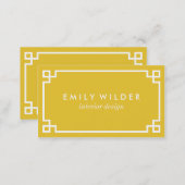 Chic Yellow and White Greek Key Business Card (Front/Back)