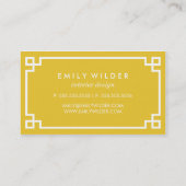 Chic Yellow and White Greek Key Business Card (Back)
