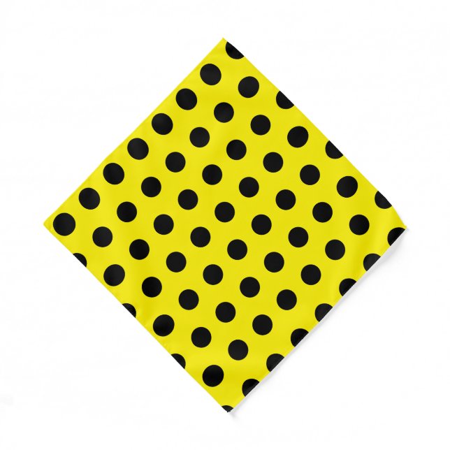 Chic Yellow Bandana with Cute Black Dot Pattern (Front)