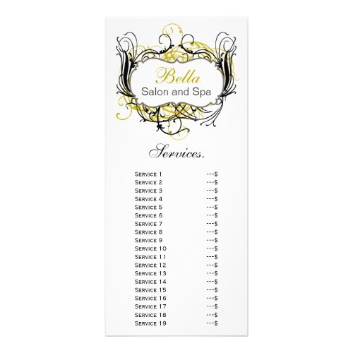 chic yellow black and white Services rack card
