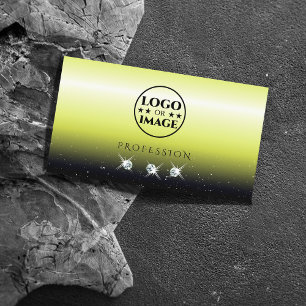 Chic Yellow Black Gradient Sparkle Jewels Add Logo Business Card