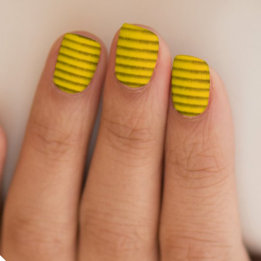Chic Yellow Black Horizontal Stripes Minx Nail Art