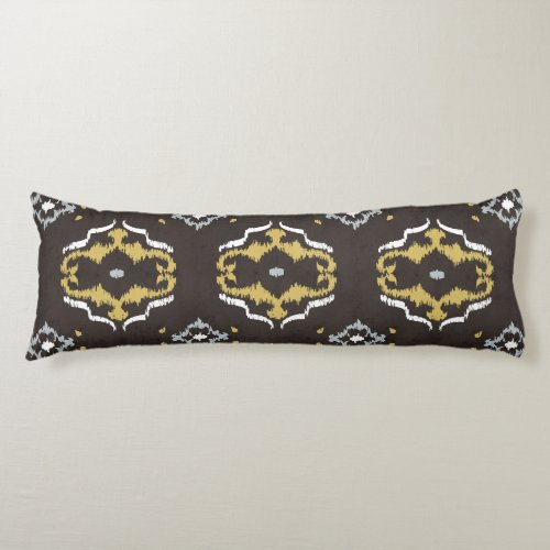 Chic yellow brown ikat tribal pattern body pillow